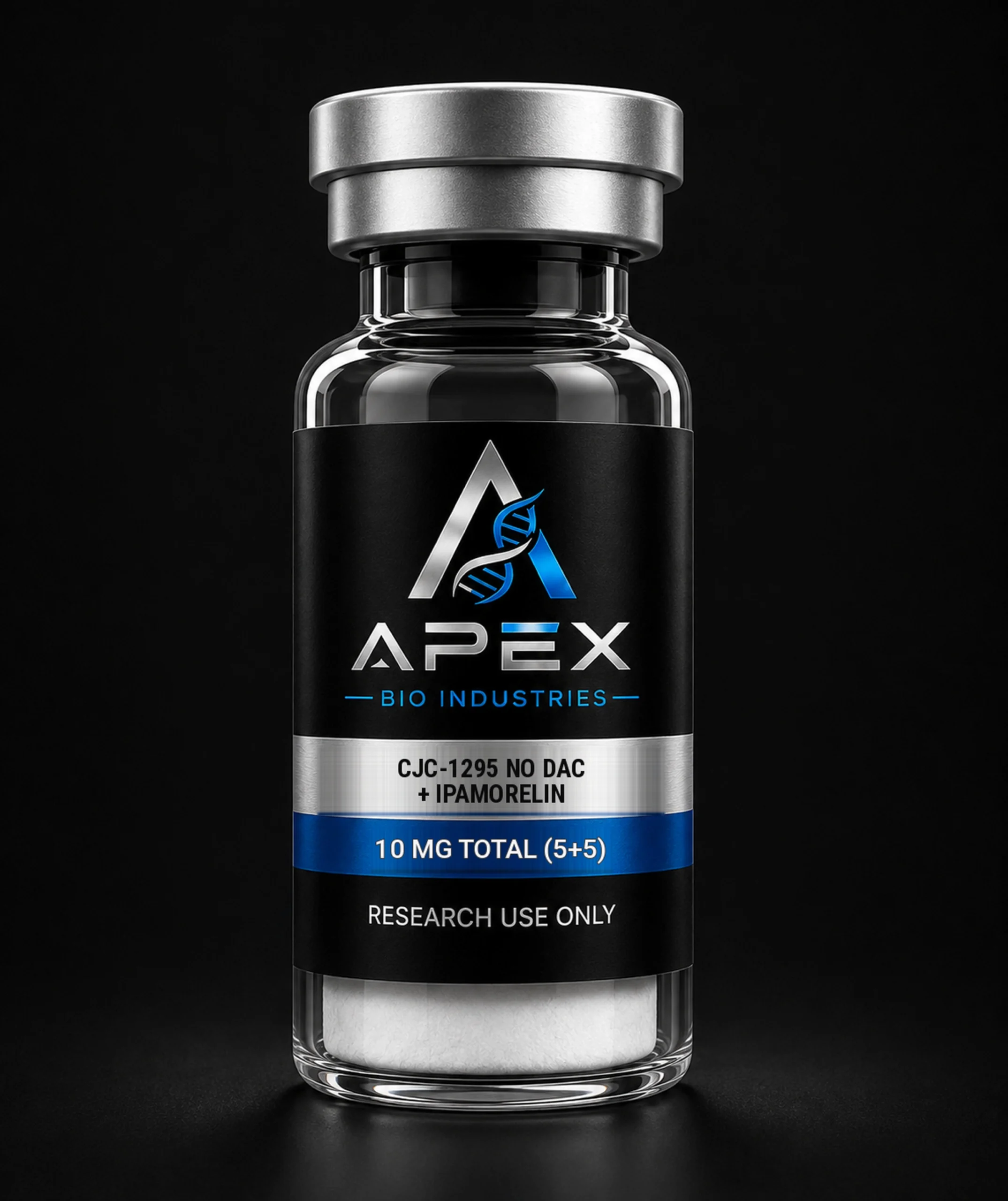 CJC-1295 No DAC + Ipamorelin 10 mg research peptide vial