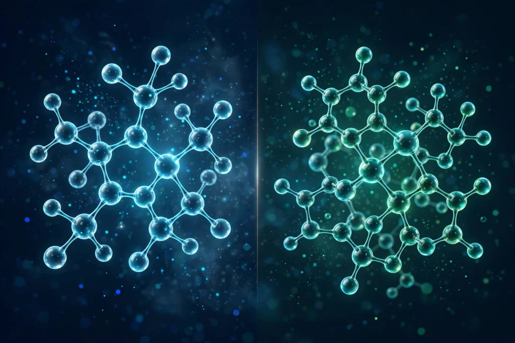Side-by-side comparison of two molecular structures